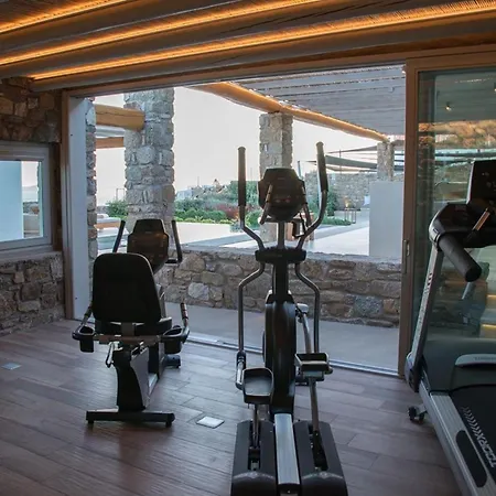 Elegant Mykonos White Satin Private Gym 4 Bedrooms Sea View Villa