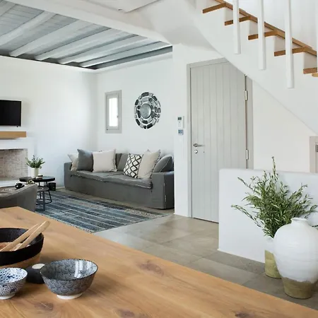 Villa Elegant Mykonos White Satin Private Gym 4 Bedrooms Sea View