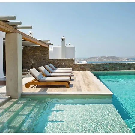 Villa Elegant Mykonos White Satin Private Gym 4 Bedrooms Sea View Tourlos